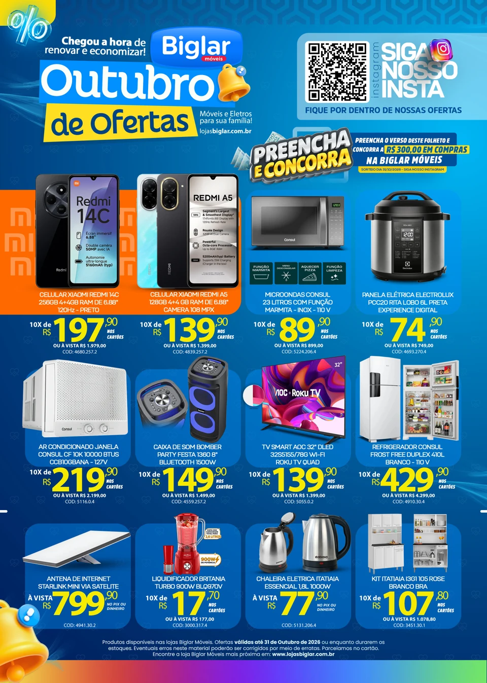 Página 1 — frente do tabloide Biglar Amazonas, Outubro de ofertas 2026.